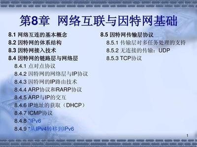 第8章 网络互联与因特网基础 从底层互联到全球网络，解码网络技术研发的核心密码